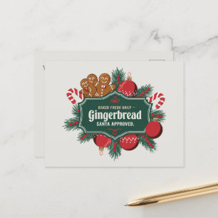 Postal Festiva Mensaje de galletas Gingerbread aprobadas por Sant