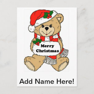 Postal Festiva Mensaje de Oso Teddy para navidades