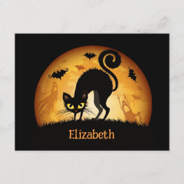 Postal Festiva Mensaje de Personalizado de gato negro para niños 