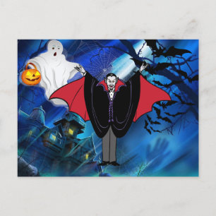 Postal Festiva Mensaje personalizado de Halloween de Dracula para
