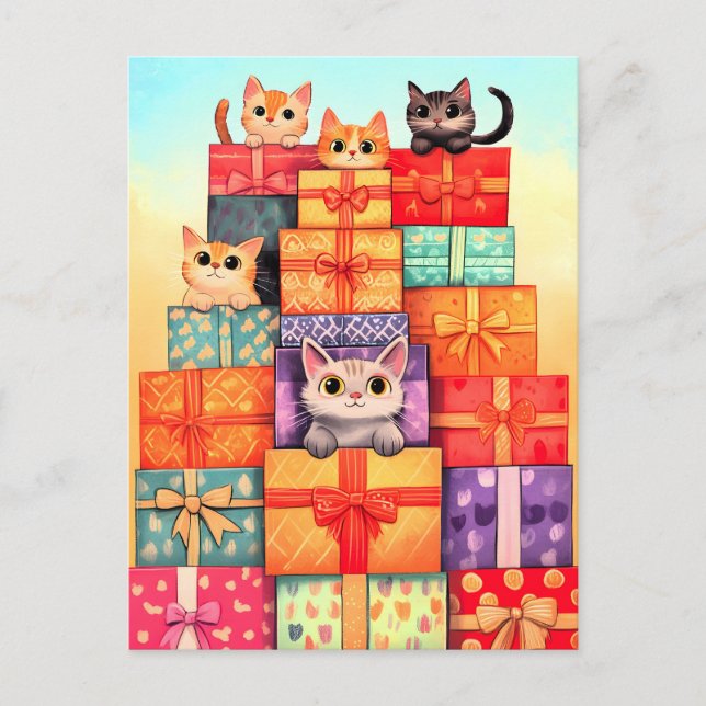 Postal Festiva Meow Gift Birthday Tower (Anverso)
