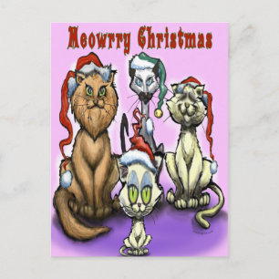 Postal Festiva Meowrry Navidades Cats