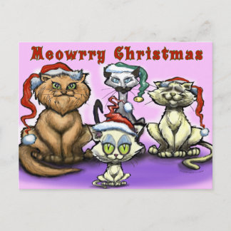 Postal Festiva Meowrry Navidades Cats