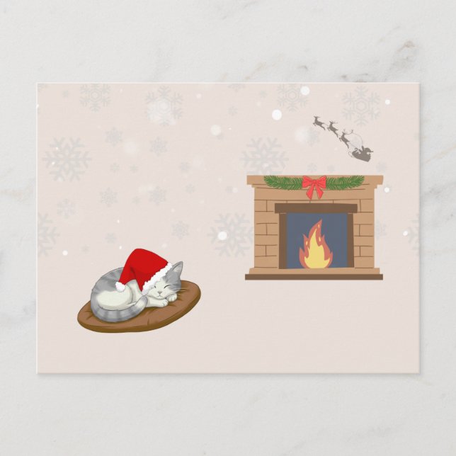 Postal Festiva Meowy Christmas Holiday Postcard (Anverso)
