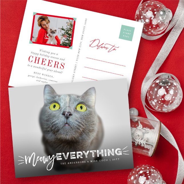 Postal Festiva Meowy Everything Whiskers Cat Lover Cute Photo Mas (Subido por el creador)