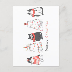 Postal Festiva Meowy Navidades Cats