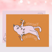 Meowy Navidades Luces de gato rosadas