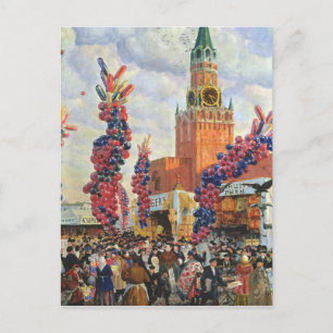 Postal Festiva Mercado de Pascua en la Moscú el Kremlin, 1917