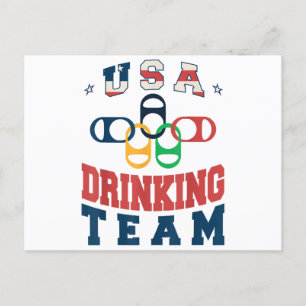 Postal Festiva Merica Funny Equipo de Bebidas Estadounidenses Pat