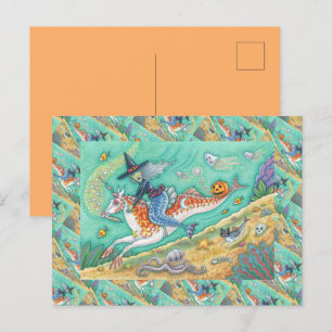 POSTAL FESTIVA MERMAID DE TESTIGO LATERAL, FANTASÍA DE MERHORSE U