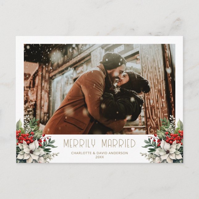 Postal Festiva Merrily Married Newlywed Photo (Anverso)