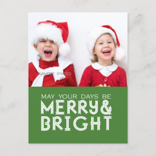 POSTAL FESTIVA MERRY AND BRIGHT HOLIDAY PHOTO POSTCARD