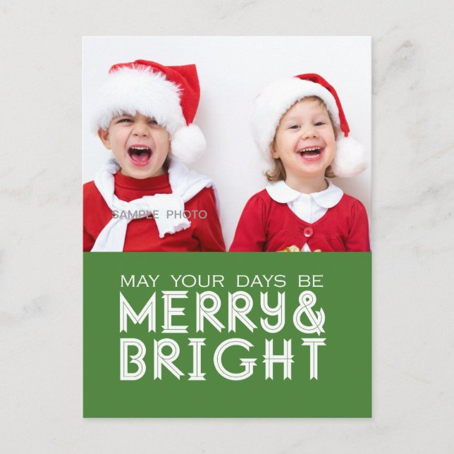POSTAL FESTIVA MERRY AND BRIGHT HOLIDAY PHOTO POSTCARD (Anverso)