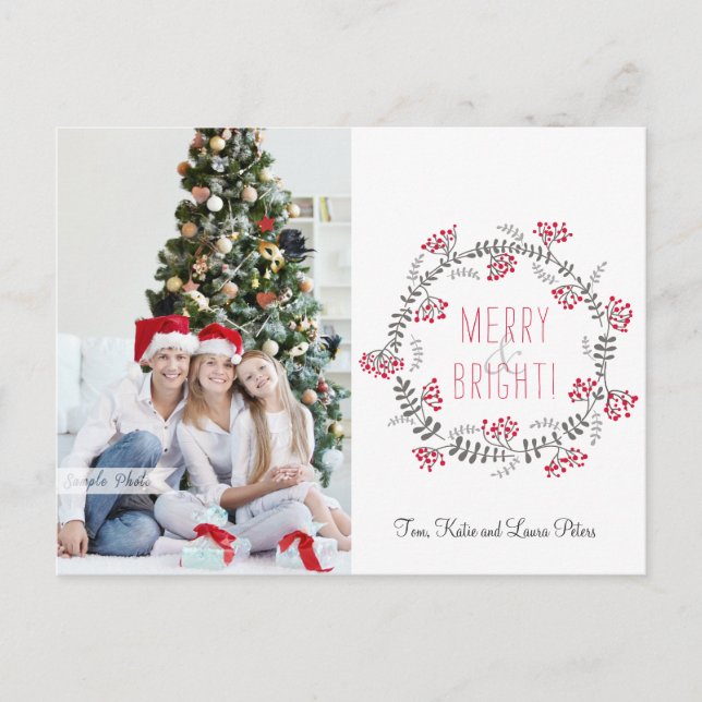 Postal Festiva Merry & Bright Wreath (Anverso)
