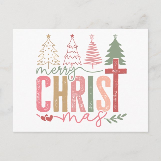 Postal Festiva Merry Christ Mas Holiday Postcard (Anverso)