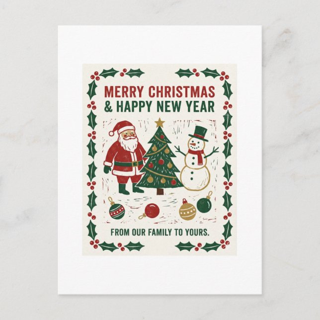 Postal Festiva Merry Christmas and a Happy New Year (Anverso)