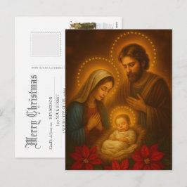Postal Festiva Merry Christmas Baby Jesus Nativity Scene Photo