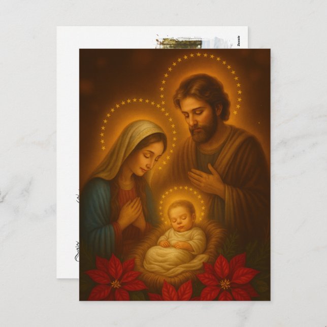 Postal Festiva Merry Christmas Baby Jesus Nativity Scene Photo (Anverso / Reverso)