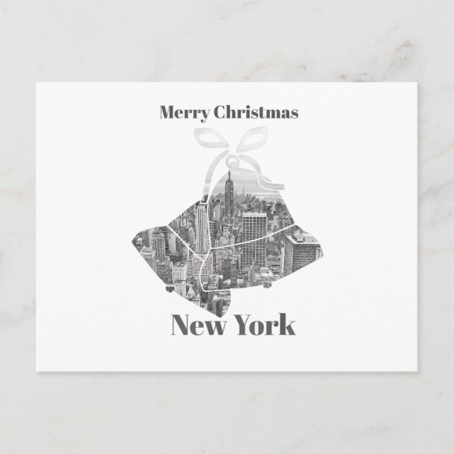 Postal Festiva Merry Christmas Bell New York (Anverso)