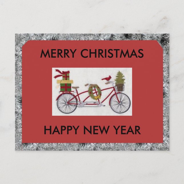 POSTAL FESTIVA MERRY CHRISTMAS BICICYCLE POSTCARD (Anverso)
