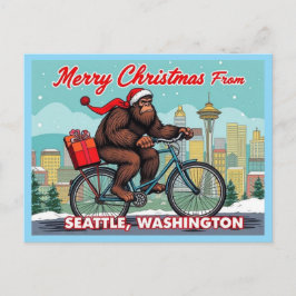 Postal Festiva Merry Christmas Bigfoot From Seattle Washington