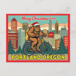 Postal Festiva Merry Christmas Bigfoot Portland Oregon