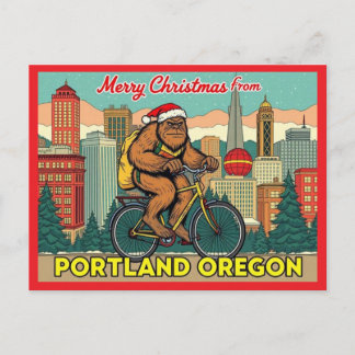 Postal Festiva Merry Christmas Bigfoot Portland Oregon