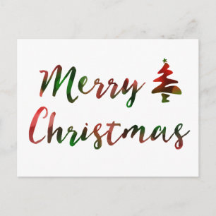 Postal Festiva Merry Christmas Bokeh Tree Lights