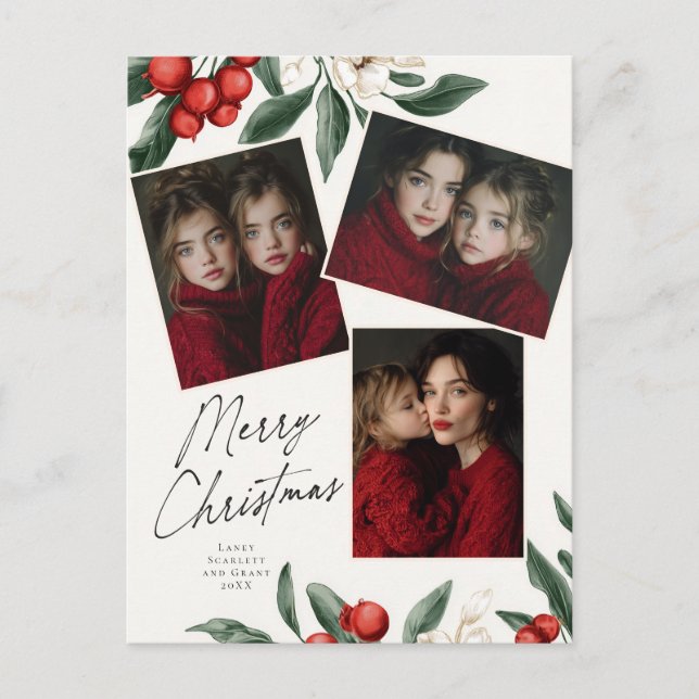 Postal Festiva Merry Christmas Botanical Holiday 3 photo (Anverso)