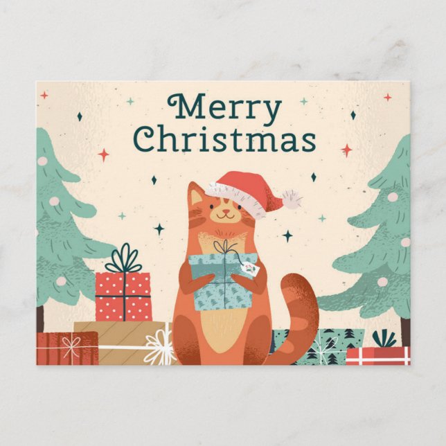 POSTAL FESTIVA MERRY CHRISTMAS CAT (Anverso)
