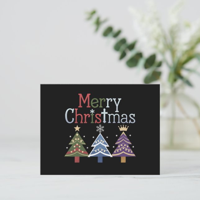 Postal Festiva Merry Christmas Cross Xmas Tree Retro (Anverso de pie)