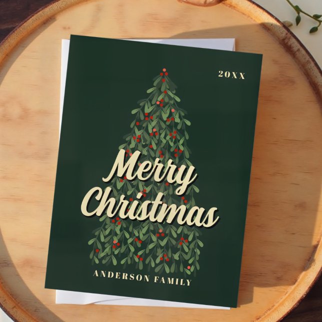 Postal Festiva Merry Christmas Elegant Modern Christmas Tree (Subido por el creador)