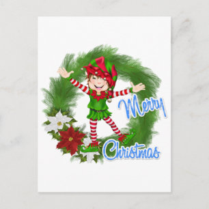 Postal Festiva Merry Christmas Elf