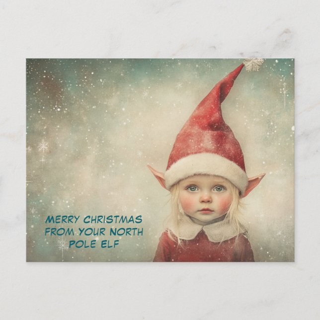 Postal Festiva Merry Christmas from Your North Pole Elf | Cute (Anverso)