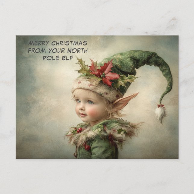 Postal Festiva Merry Christmas from Your North Pole Elf | Cute (Anverso)