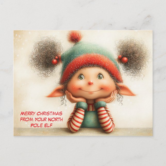 Postal Festiva Merry Christmas from Your North Pole Elf | Cute (Anverso)