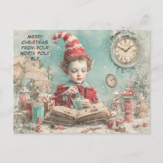 Postal Festiva Merry Christmas from Your North Pole Elf | Cute (Anverso)