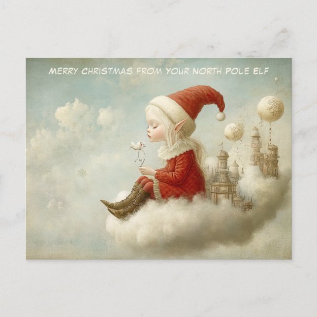Postal Festiva Merry Christmas from Your North Pole Elf | Cute (Anverso)