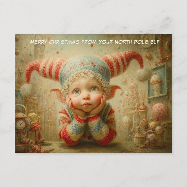 Postal Festiva Merry Christmas from Your North Pole Elf | Cute (Anverso)