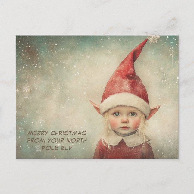 Postal Festiva Merry Christmas from Your North Pole Elf | Cute (Anverso)