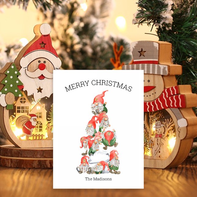 Postal Festiva Merry Christmas Funny Gnomes Tree (Subido por el creador)