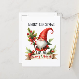 Postal Festiva Merry Christmas gnome añadir mensaje