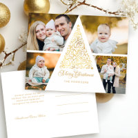 Merry Christmas Gold Swirl Tree 4 Collage de fotos