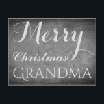 Postal Festiva Merry Christmas Grandma Chalkboard Typografía<br><div class="desc">Feliz abuela navideña, puedes cambiar el texto de "Abuela", escritura a mano Typography Chalks Blackboard Tarjeta de Navidades de la temporada de Personalizado de vacaciones en blanco y negro Feliz, también puedes agregar fácilmente el nombre y dirección del receptor, si prefieres agregarlo en casa solo borra el texto de ejemplo....</div>