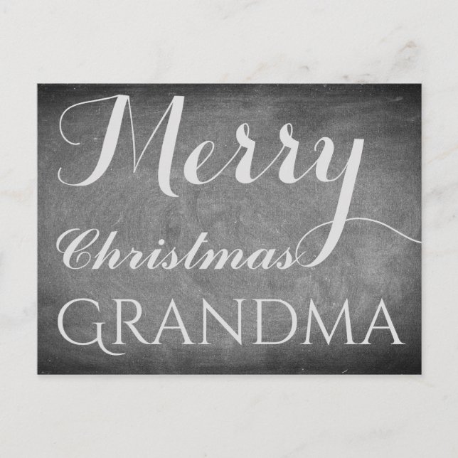 Postal Festiva Merry Christmas Grandma Chalkboard Typografía (Anverso)