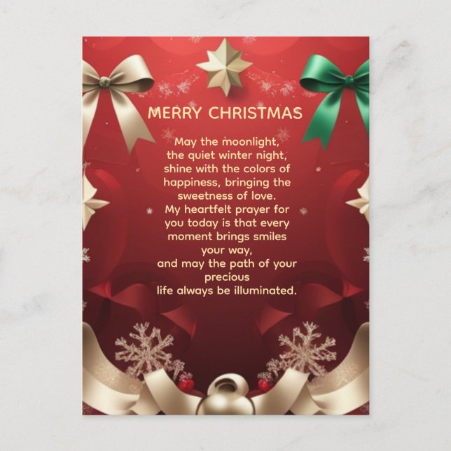 Postal Festiva Merry Christmas Greeting Card with Festive Ribbons (Anverso)