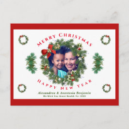 Postal Festiva Merry Christmas Happy New Year Family Photo Custom