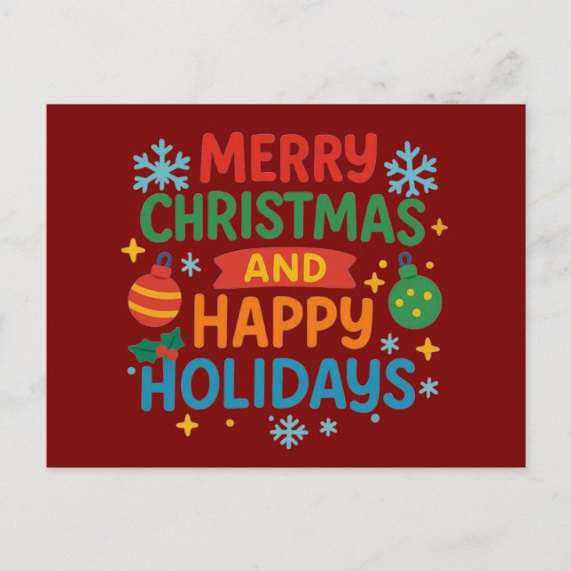 Postal Festiva Merry Christmas Holiday Cards  (Anverso)