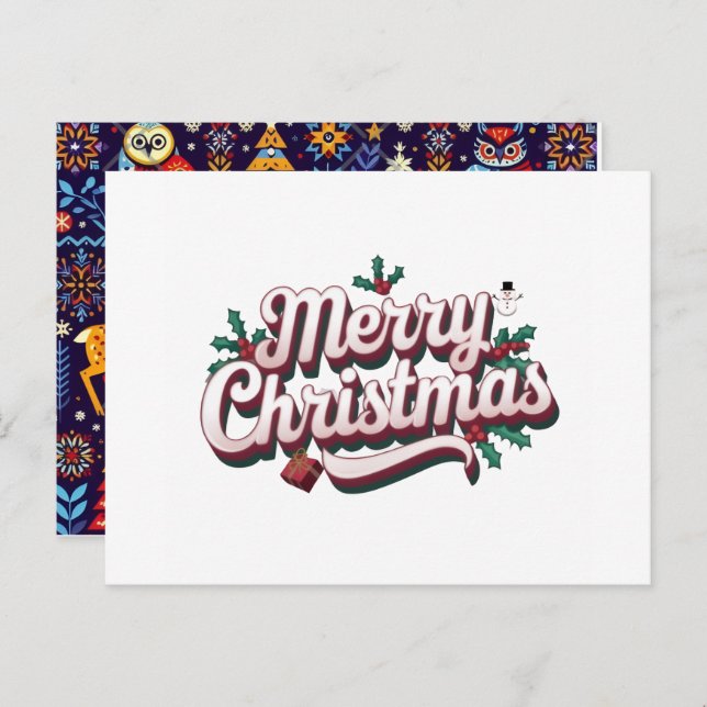 Postal Festiva Merry Christmas Holiday Postcard – Festive Winter  (Anverso / Reverso)
