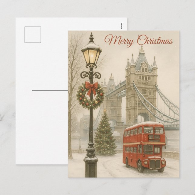Postal Festiva Merry Christmas in London Postcard – Gift  (Anverso / Reverso)